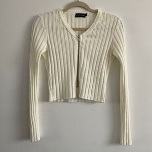 Ribbed Off White Sweater